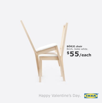 cheeky Ikea chairs Valentine's Day advertising