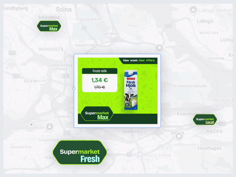 create supermarket ads for multiple stores